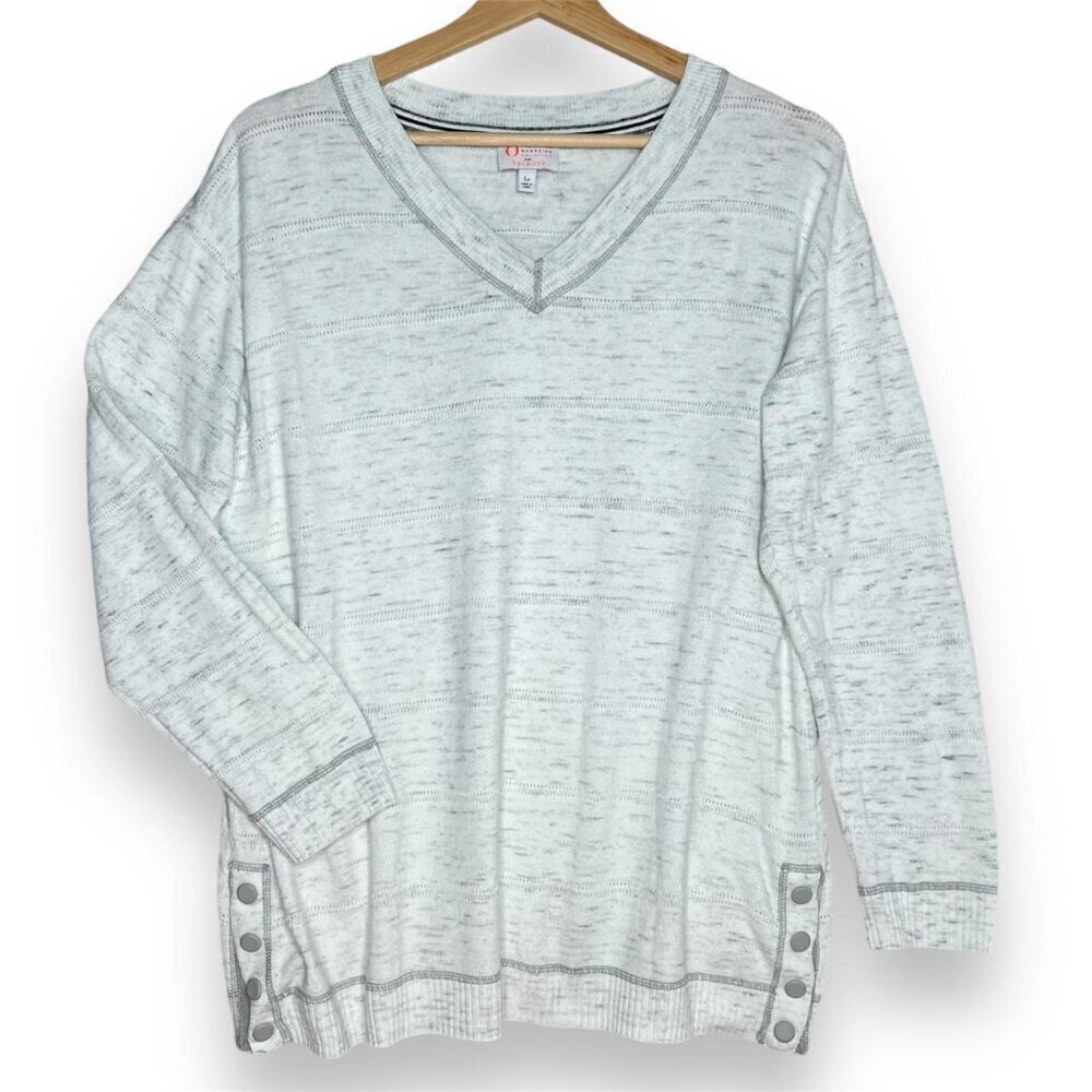 The Oprah Magazine Collection Talbots Woman Sweater VNeck Long Sleeve Gray Large